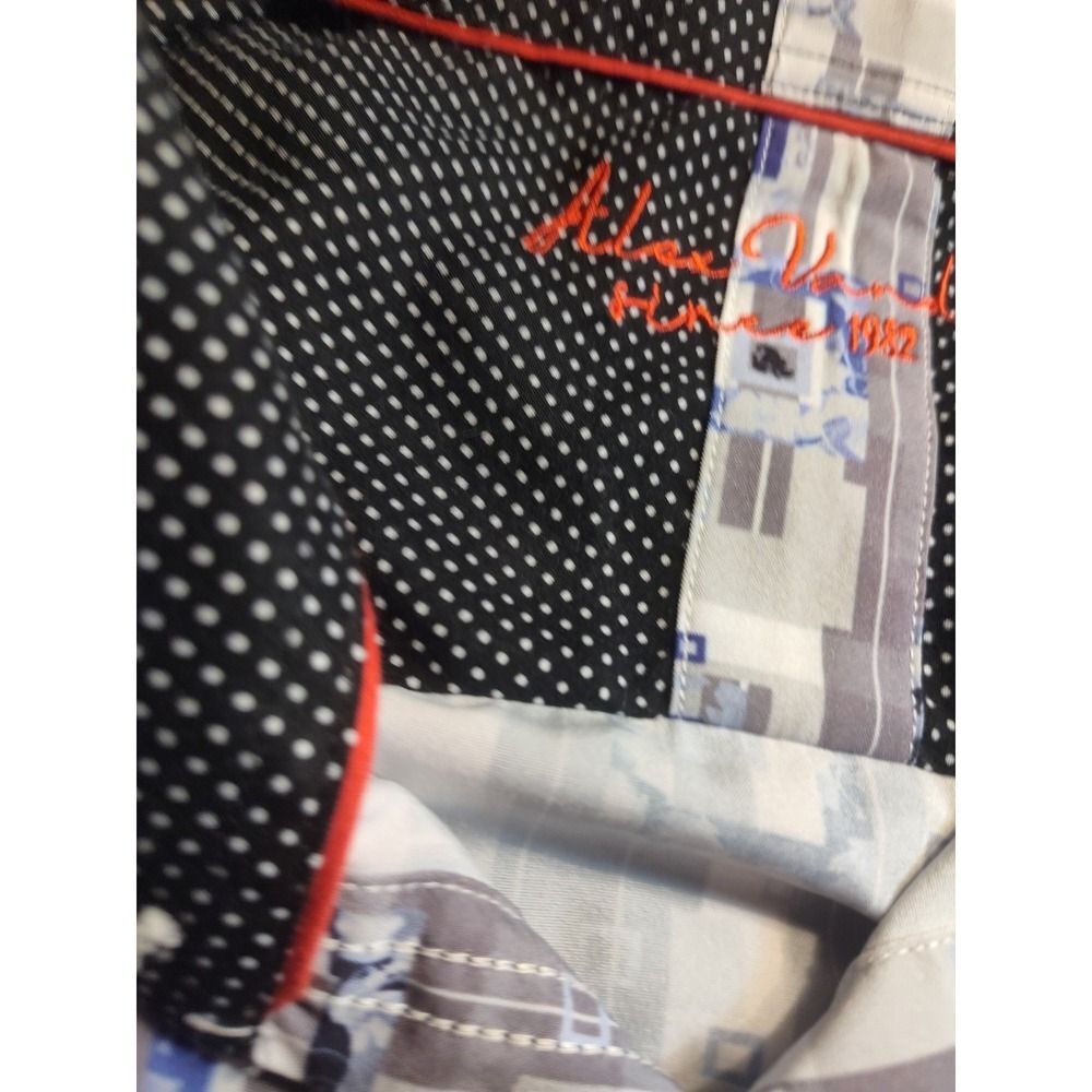 Alex Vando Mens Purple Gray Blue Tone on Tone Shirt Button Geometric 2XL 1595 - Picture 4 of 11